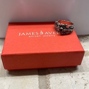 RETIRED JAMES AVERY Martin Luther Garnet Sterling Silver Ring Cross Band